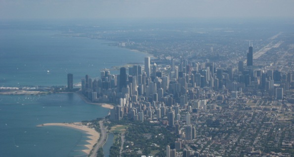 downtown Chicago seen from the air