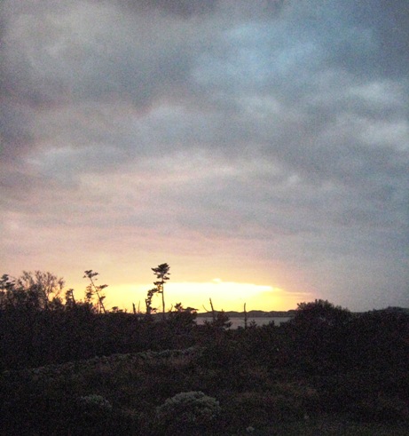 A hole in the clouds just at sunset